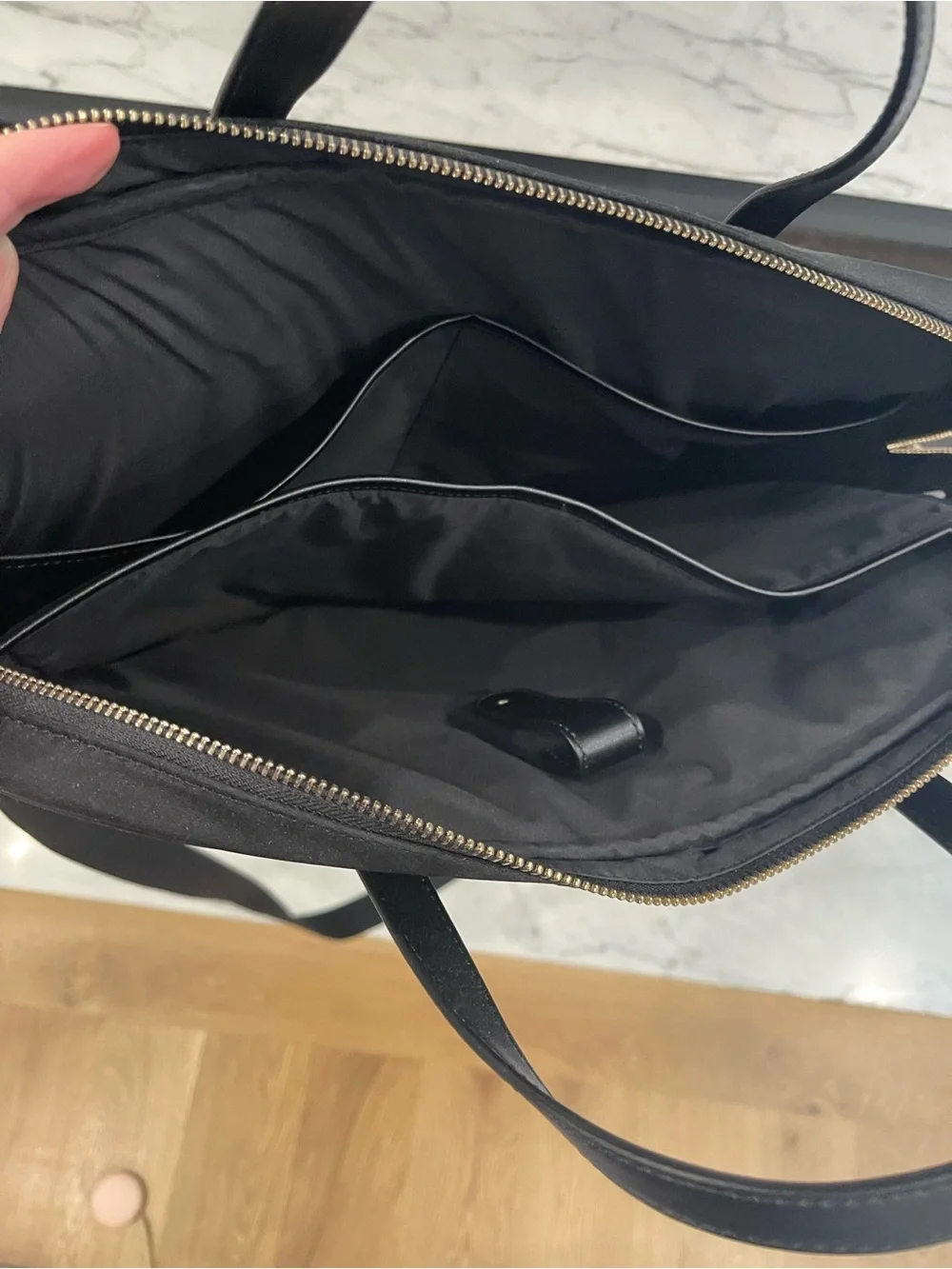 kate spade Black Nylon Brief Tote with Shoulder Strap